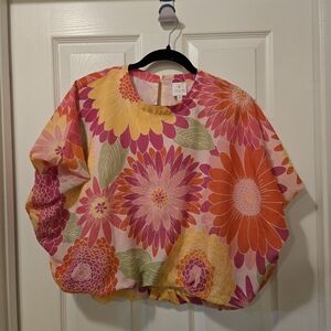 Floral Women's Blouse - Pink, Orange, Yellow